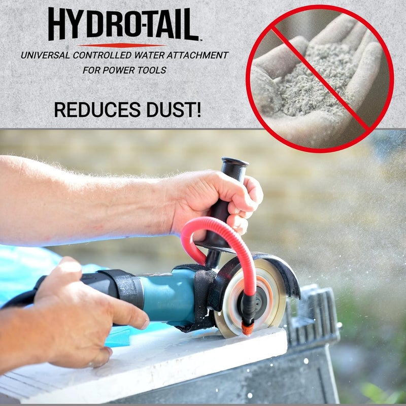 Hydro-Tail Water Dust Suppression Attachment for Power Tools – Fits Angle Grinders & Saws, Dust Control, Cooling & Jobsite Safety - Image 2